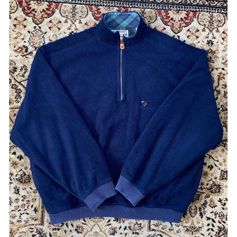 VINTAGE COUNTY  SEAT RUGGED WEAR FLEECE SWEATER MENS MEDIUM 1/4 ZIP POCKET THICK